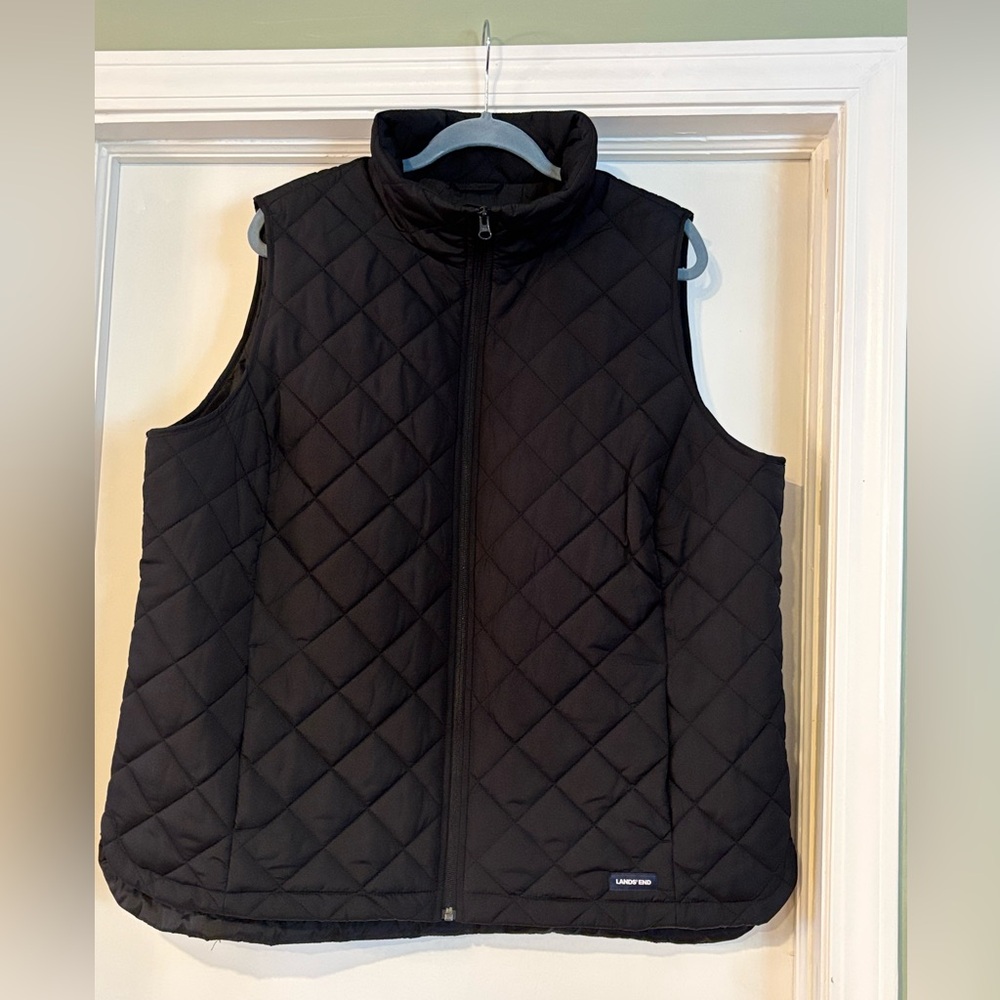 Lands' End Womens Quilted Black Vest